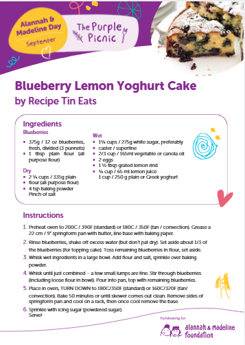 Blueberry Lemon Yoghurt Cake